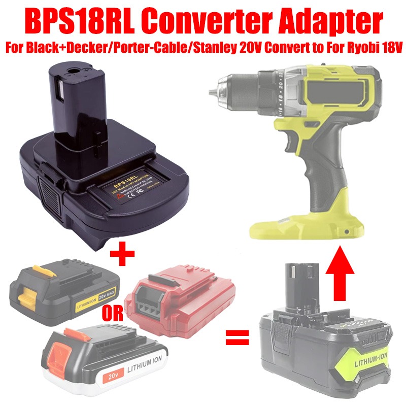 Black+Decker Tool Cordless - ALASICKA Adaptador de batería BPS18RL para