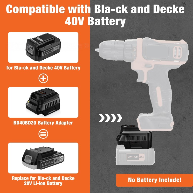 Black+Decker Tool Cordless - Adaptador de batería de herramienta HAKSINKY
