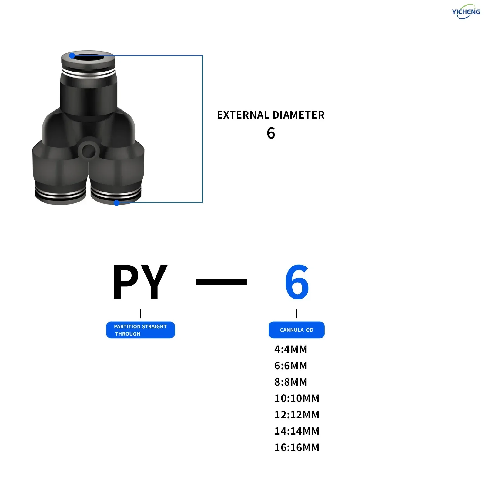 Push Fit Connector - Conector de manguera neumática 6MM OD